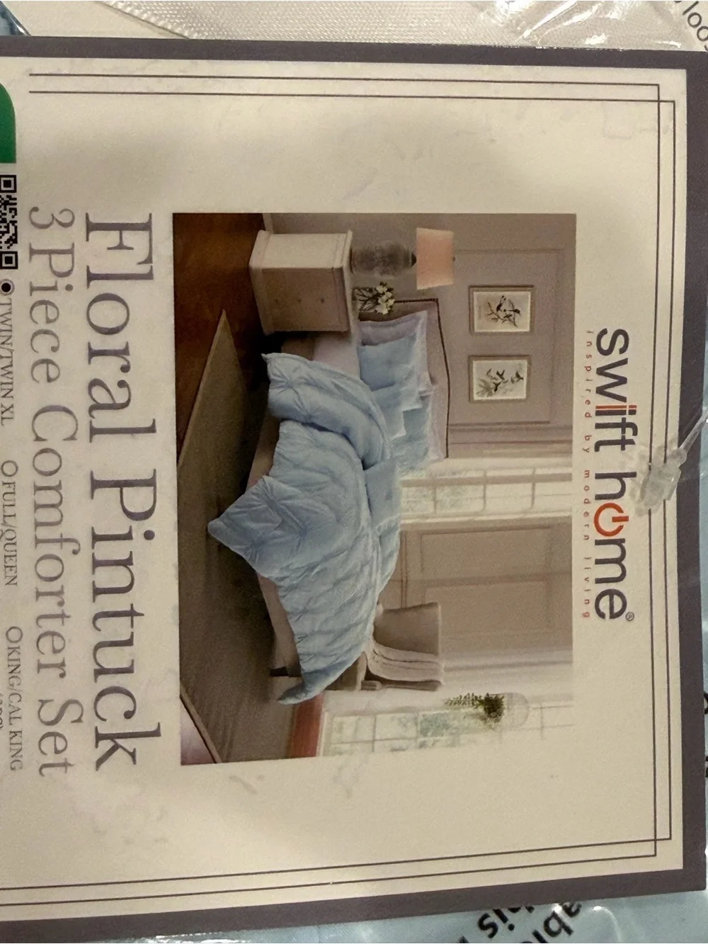 Light Blue Pintuck Comforter Set - Twin XL. Perfect for girls dorm.